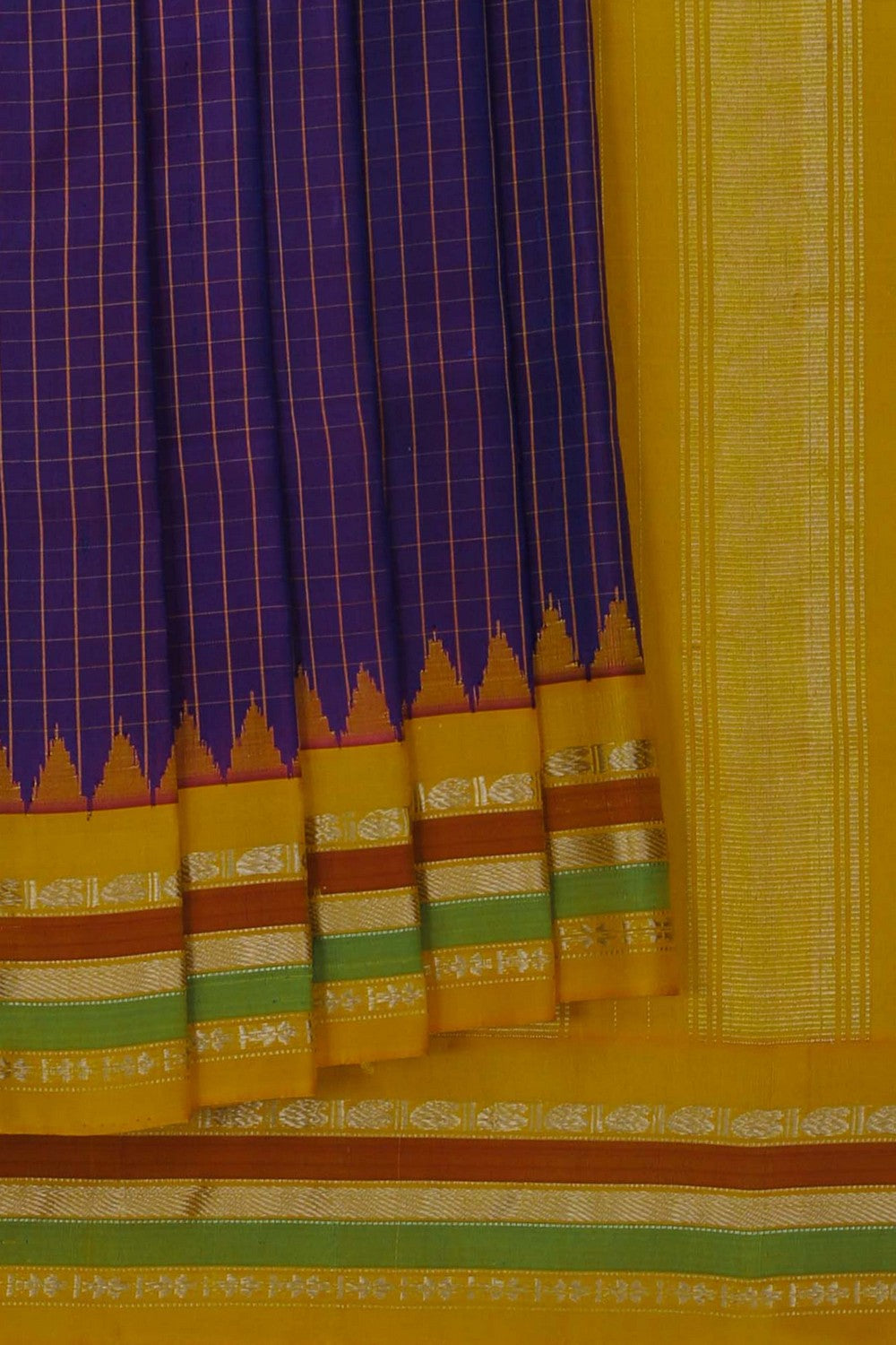 Image of Gadwal Silk Kattam Purple Saree